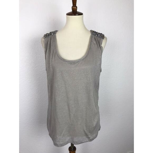 Joie Linen Pullover Beaded Shoulder Tank Top - Picture 1 of 8